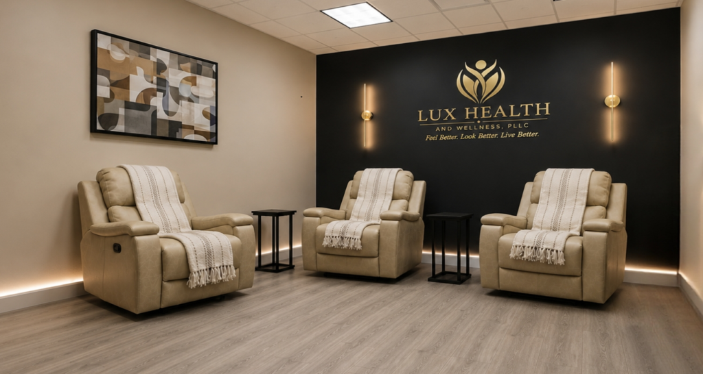 The welcoming consultation space at Lux Health & Wellness